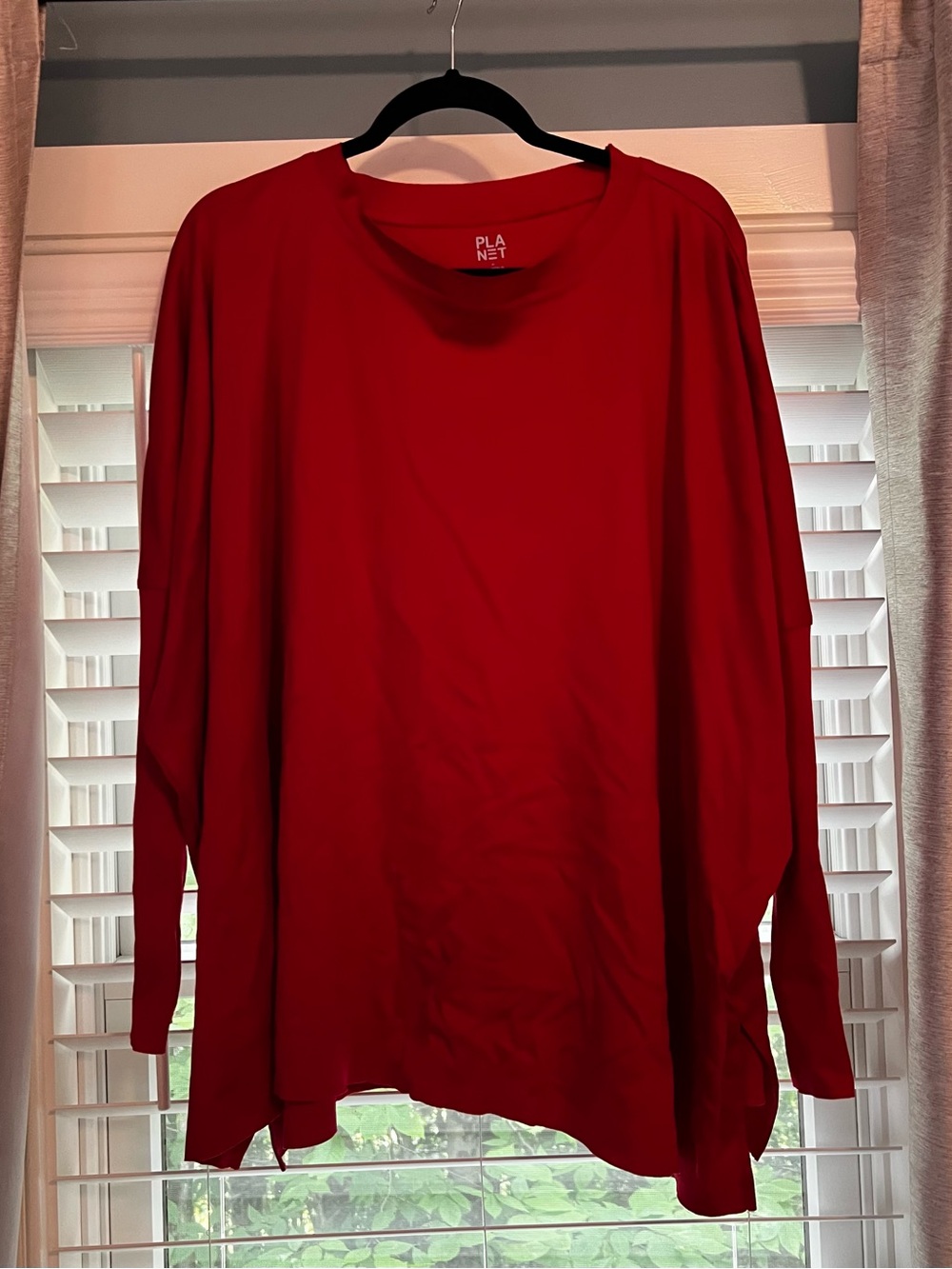 Planet by Lauren G Pima Cotton Luxury Boxy T-Shirt in Ruby